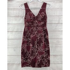 Moulinette Soeurs Anthropologie Embroidered Lace Floral V-Neck Sheath Dress Sz 0